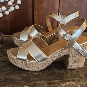 Kensie Metallic Gold Platform Sandals